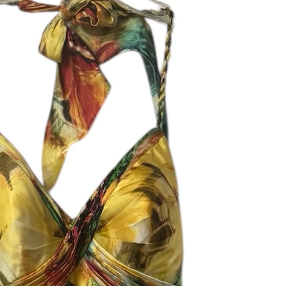 Cache Yellow Multi Floral Halter Silk Midi Dress - Picture 6 of 11